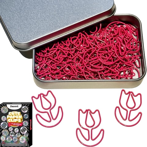 Daxtril 60 Clips De Papel En Forma De Tulipán Rosa