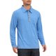 thumbnail image 4 of Camisas Polo de Hombre con Tapeta de Contraste, Botón, Cuello con Bolsillo, Mangas Largas, 3XL Azul, 4 of 6