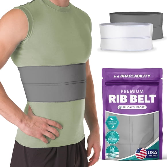 Rib Brace BraceAbility Broken Rib para hombres y mujeres, color gris