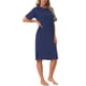 thumbnail image 4 of Camisón Midi de Manga Corta para Mujer INSPIRE CHIC con Abertura Lateral Casual Vestido de Descanso Talla 2XL Azul, 4 of 6
