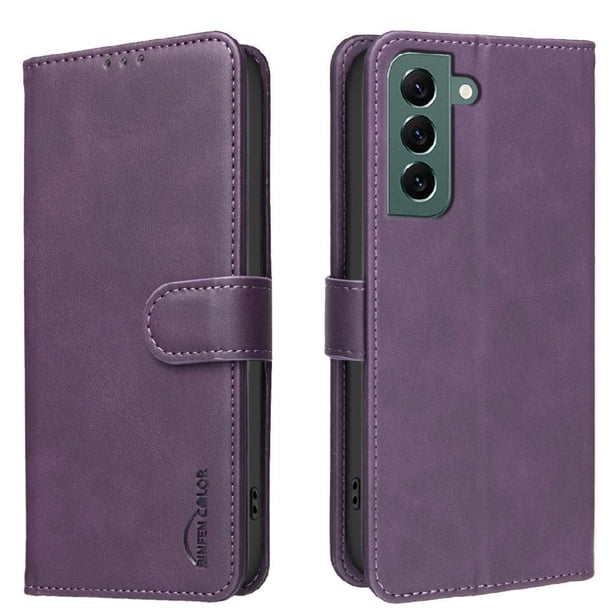 Funda Billetera para Samsung Galaxy S21 FE Protección RFID y Soporte Ajustable Morado