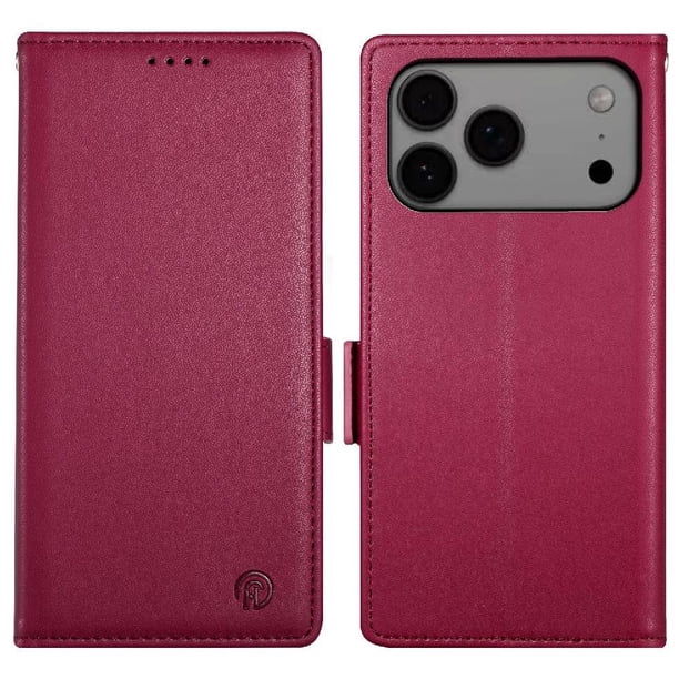 Funda Cartera Magnética con Tarjetas y Soporte para iPhone 17 Pro Max Rojo