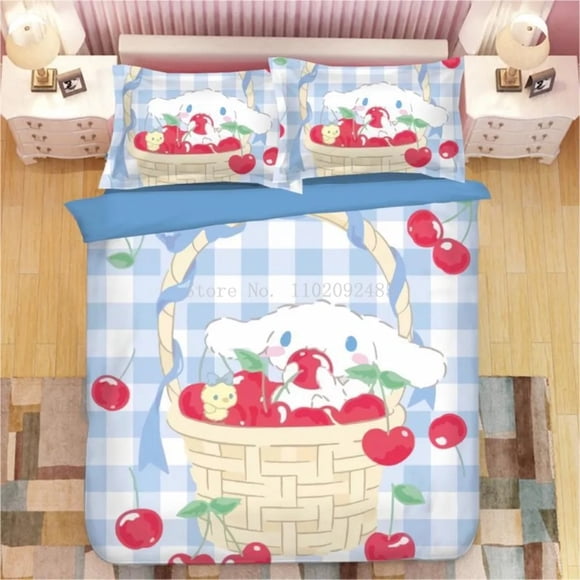 x562 Bed SheetsCartoon Anime Duvet Cover Set Big Eared Dog Bedding Comforter Set Kids and Adults Living Room Decoration Digital Printing Set 3-Piece Bedding Set (1 Duvet Cover + 2 Pillow Shams) nj562