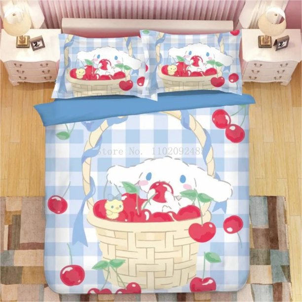 x562 Bed SheetsCartoon Anime Duvet Cover Set Big Eared Dog Bedding Comforter Set Kids and Adults Living Room Decoration Digital Printing Set 3-Piece Bedding Set (1 Duvet Cover + 2 Pillow Shams) nj562