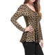 thumbnail image 4 of INSPIRE CHIC Blusas de Mujer con Estampado Cuello Redondo Mangas Largas Peplum L Marrón-Leopardo, 4 of 7