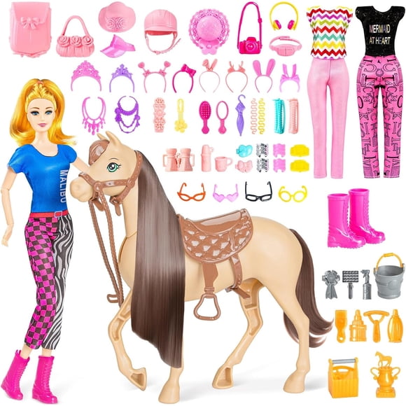 Set Muñeca y Caballo Osllate 29 cm 60 piezas con accesorios