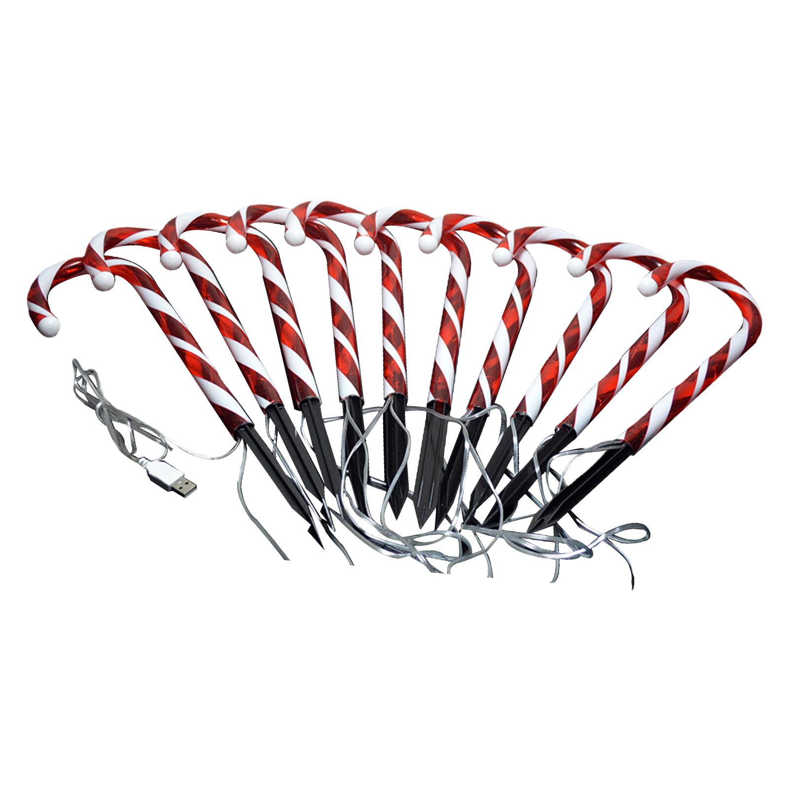 Magideal - 10 Uds. De Luces Led Usb De Bastón De De Navidad, Juego De Luces De Paisaje De Marcador De , Luces De Cadena Para Decoración De Jardín