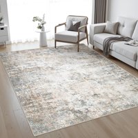 Alfombra Area Fxrhlp, Lavable, Moderna, Abstracta, 150 X 210 Cm, Marrón Y Gris