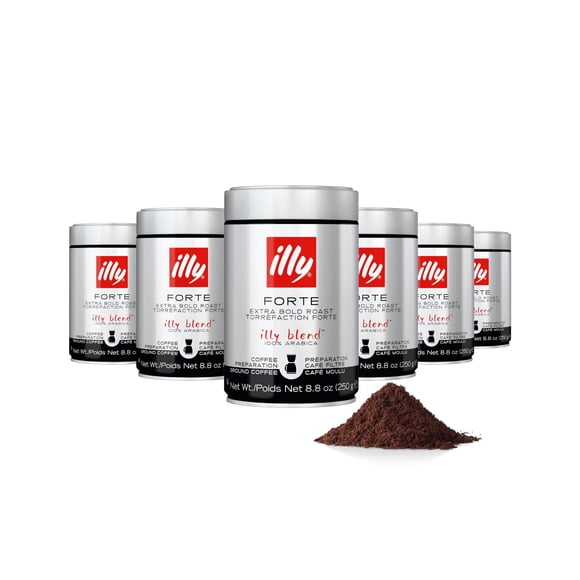 Café illy Forte Tostado Oscuro Molido 250g Paquete de 6