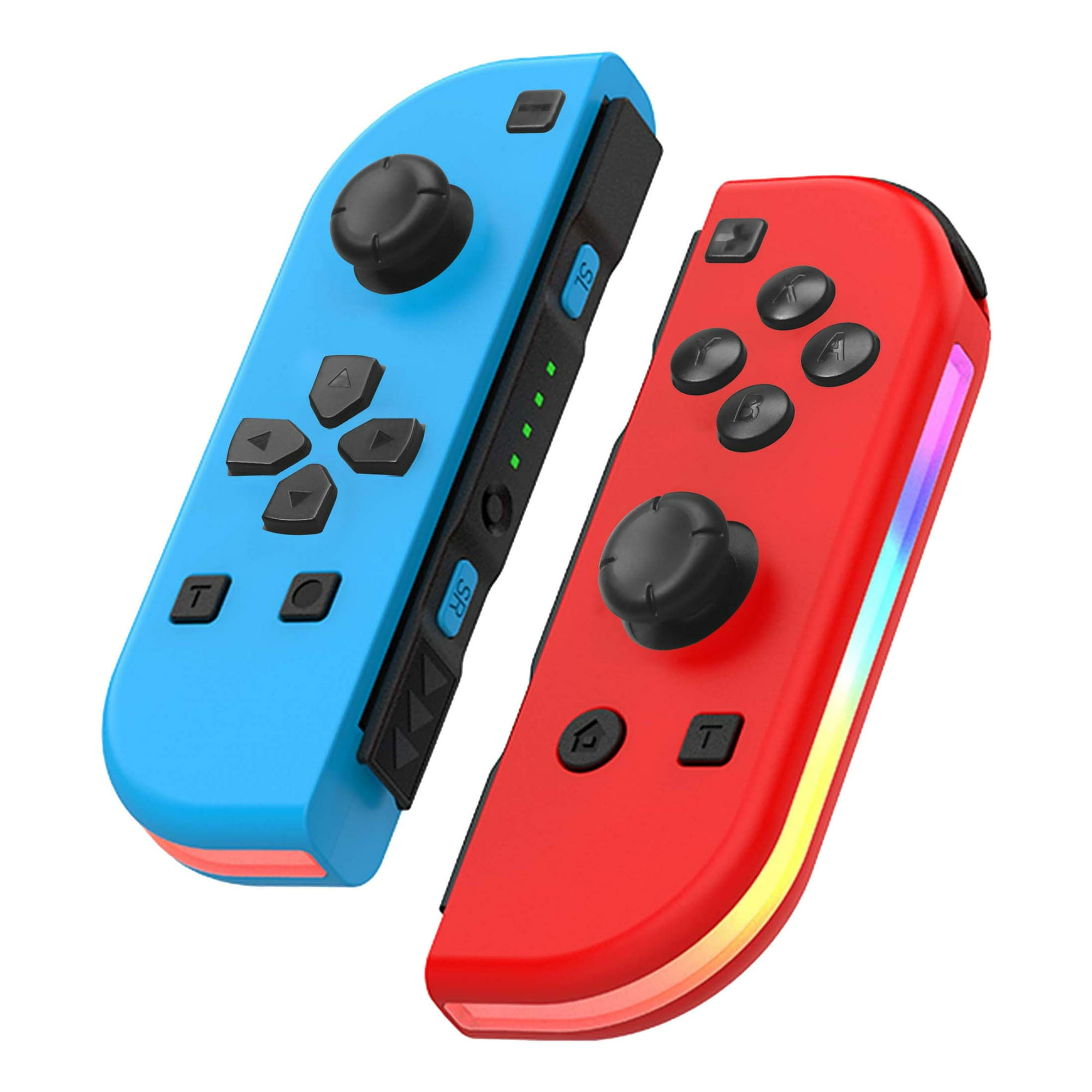Genérico - Control Joypad Para Nintendo Switch, Mando De Juego Con Iluminación Rgb, Joypad L/r Con Vibración Doble Y Turbo, En Azul Y Rojo