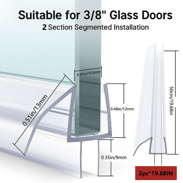 1/2pcs Frameless Shower Door Bottom Seal Stop Shower Leaks And Create A Water Barrier 3/8inch*(19.68"x2)