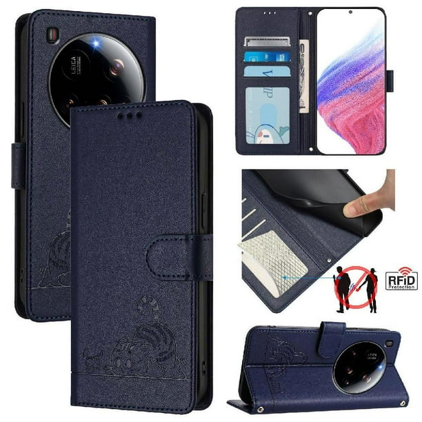 Funda tipo cartera FOXDOCK para Xiaomi 15 Ultra con soporte, ranuras, RFID, diseño de gato