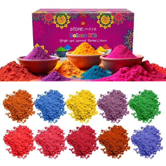 Polvo Holi Color STORE INDYA Multicolor, 10 x 100 g, no tóxico