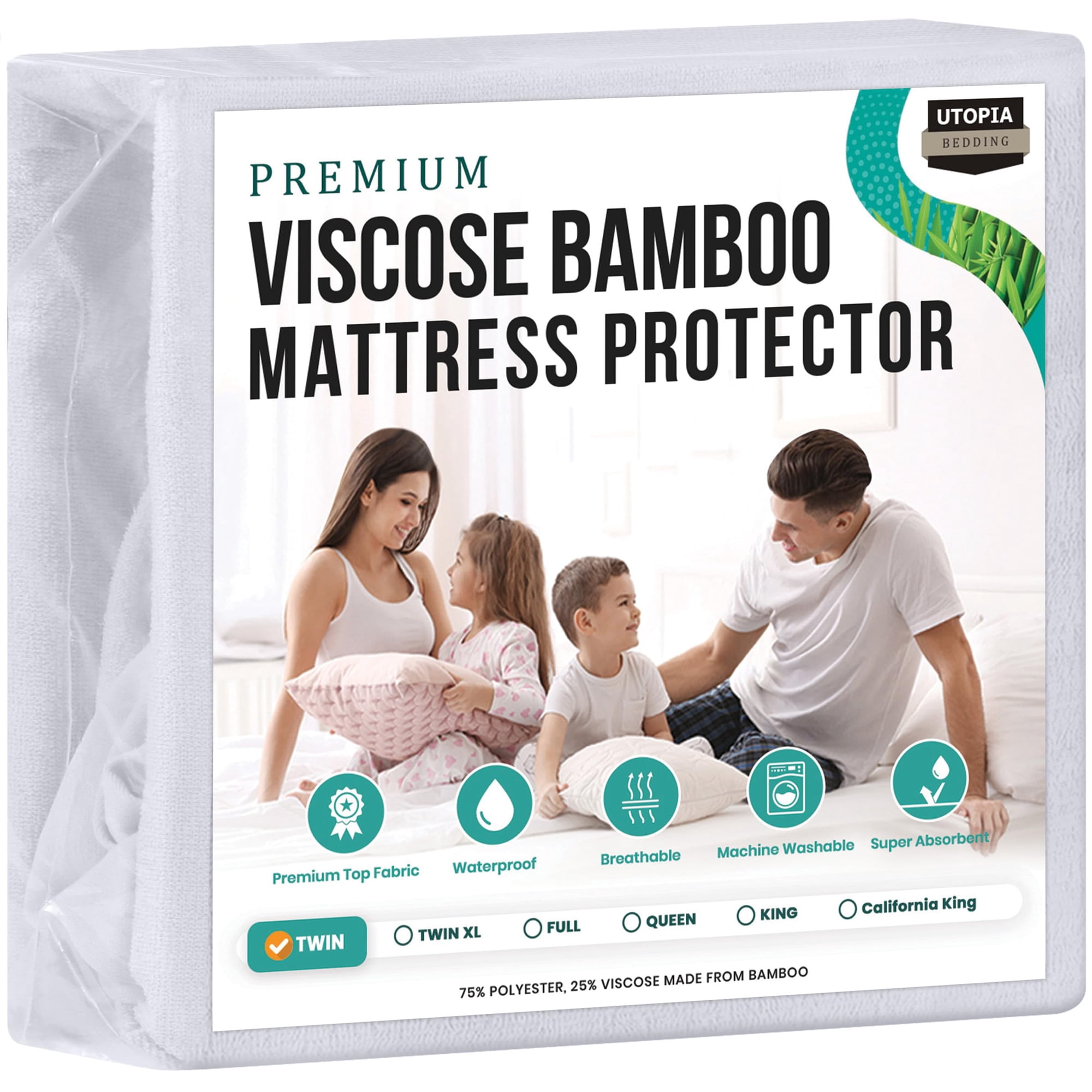 Protector De Colchón Utopia Bedding Impermeable, Tamaño Doble