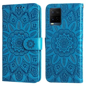 Funda Tipo Cartera Foxdock Para Vivo Y21S , Diseño Girasol En Relieve, Cuero Pu, Cierre Magnético, Soporte Y Tarjetero