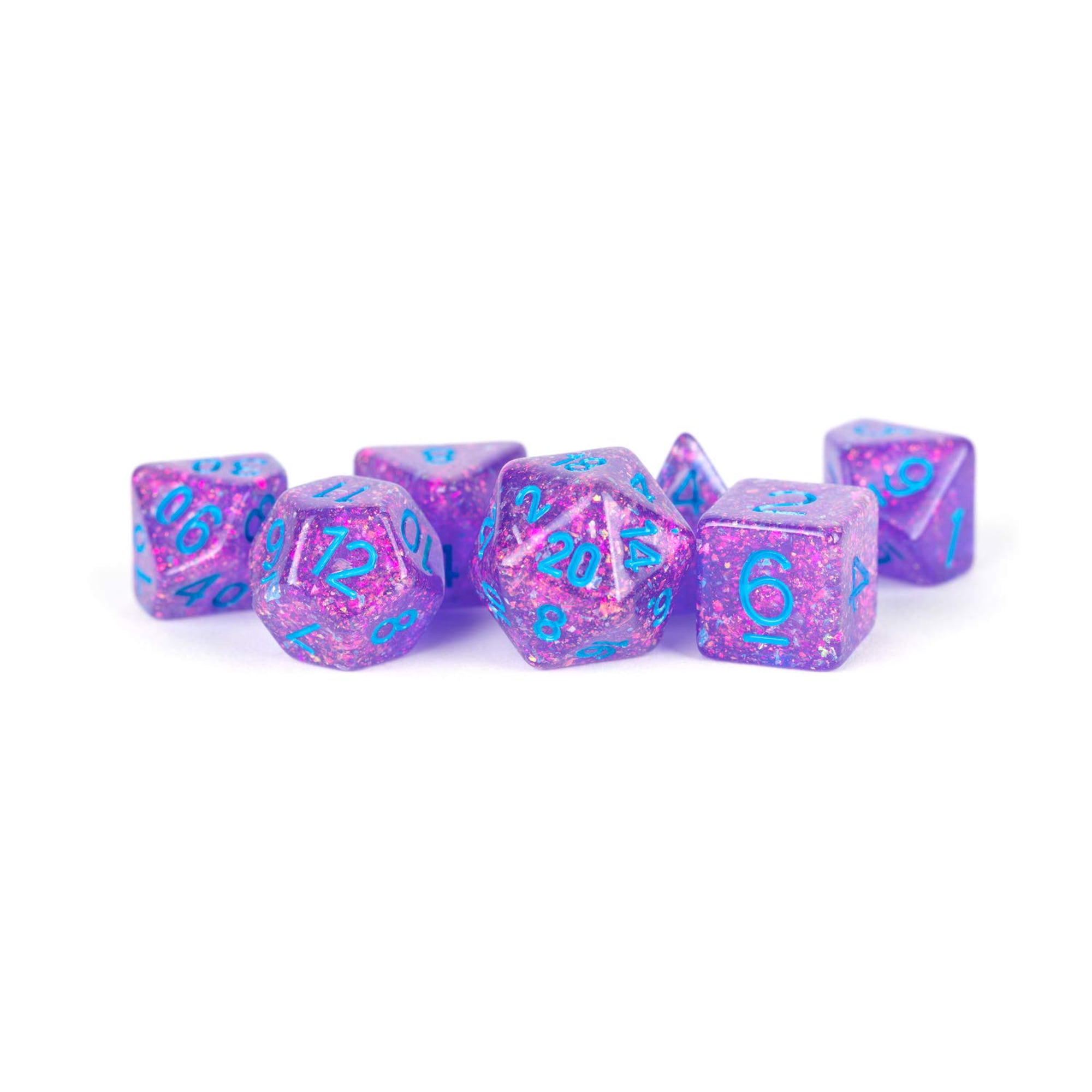 Metallic Dice - Juego De Dados Metálicos Para Juegos De Dados De Resina, Color Morado Con Azul, 16 Mm