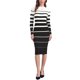 thumbnail image 2 of INSPIRE CHIC Vestido Suéter a Rayas para Mujer de Manga Larga Elástico Cuello Redondo Ajustado de Punto Acanalado Casual Otoño Vestidos Largos XL Blanco, 2 of 6