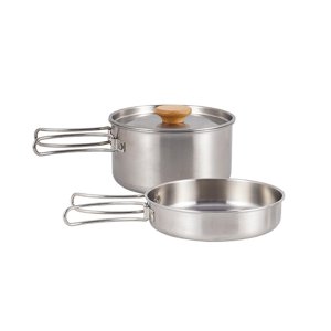Ioensy - Camping Picnic Pan Pot Juego De Utensilios De Cocina De Acero Inoxidable Conveniente De Usar Robusto
