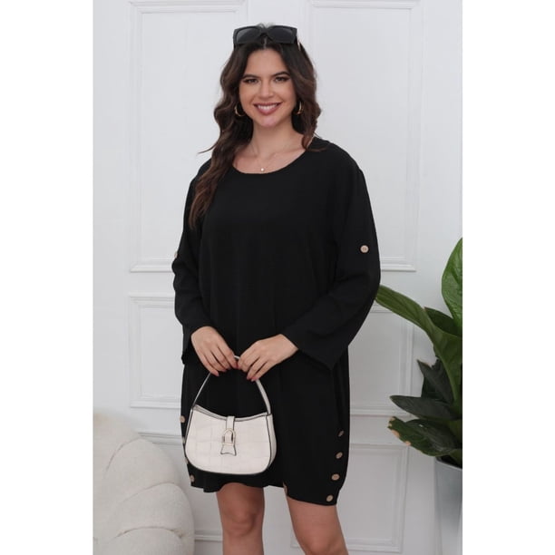 Vestido Corto Blusón Algodón Mujer Manga Larga Casual 0071