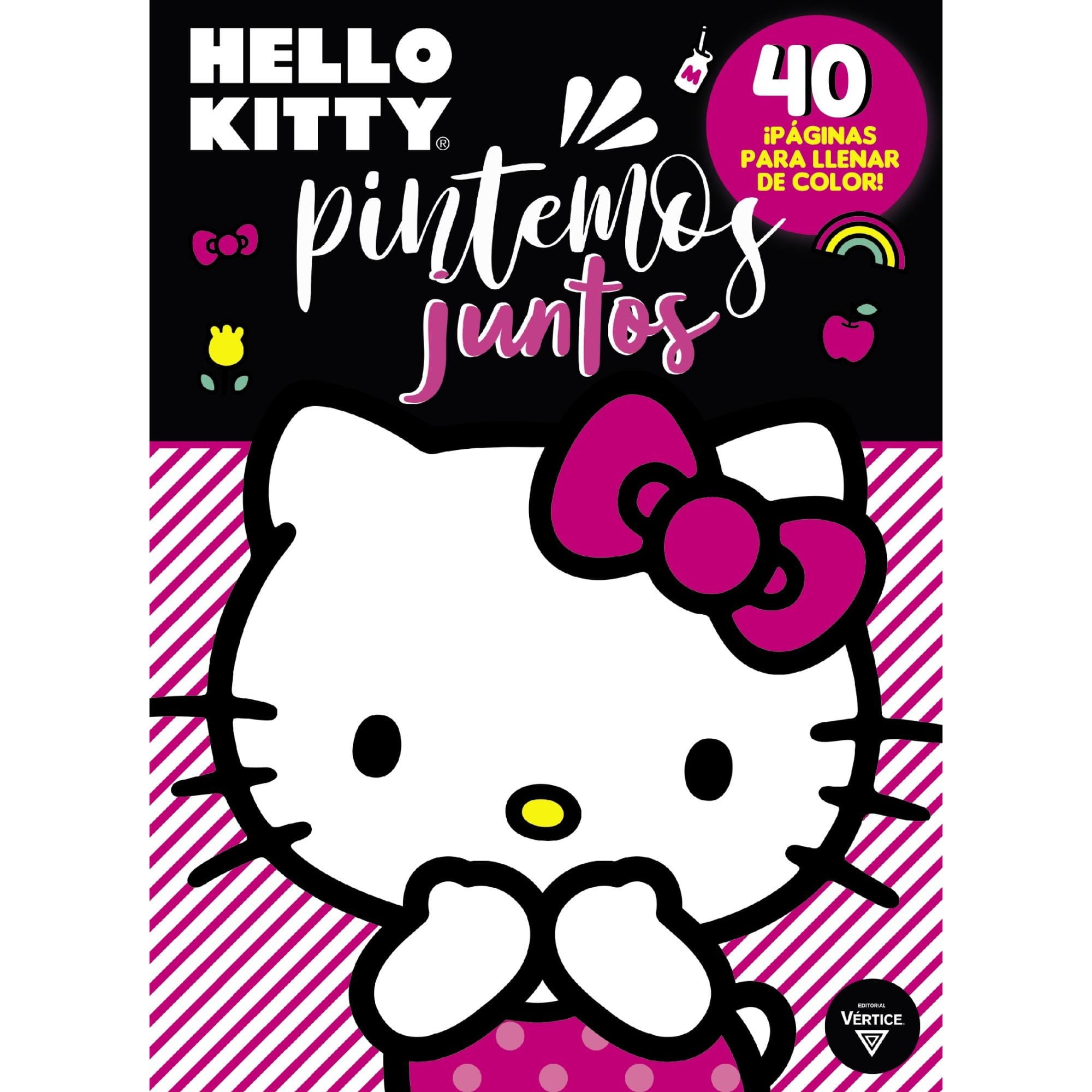 Libro Para Pintar De 40 Paginas + 4 Crayones + Puzzle Hello Kitty Vertice