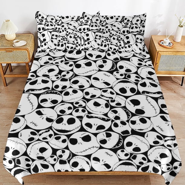 Nightmare Before Christmas Bedding Set Duvet Cover Comfortable and Lightweight Cartoon Bedding 3 Piece Bed Set
