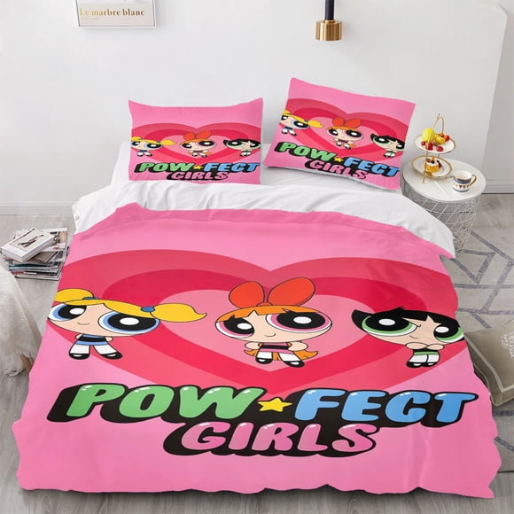The Powerpuff Girls Bedding Set Duvet Cover 3D Children'S Cute Printed Cartoon 100% Polyester 3-Piece Set 1 Quilt Cover