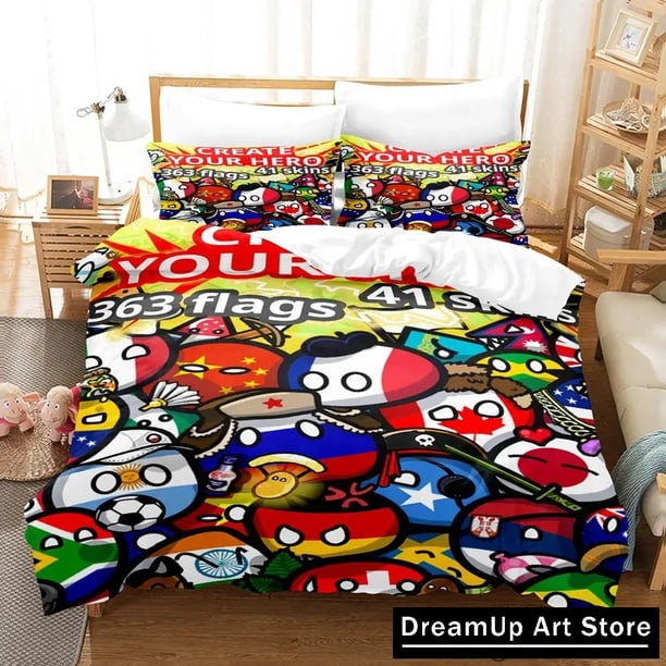 3D Print Countryball Polandballs Word Bedding Set Boys Girls Twin Queen King Size Duvet Cover Pillowcase Bed boys Adult Bedroom