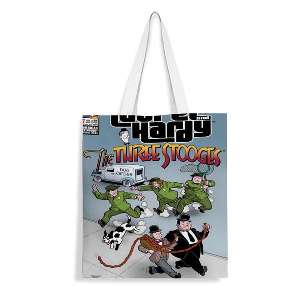 Laurel and Hardy Bolso de tela con estampado de lienzo para mujer, bolsa de compras reutilizable y estética, con cremallera interior, regalo para mujer, 35 × 40 cm.