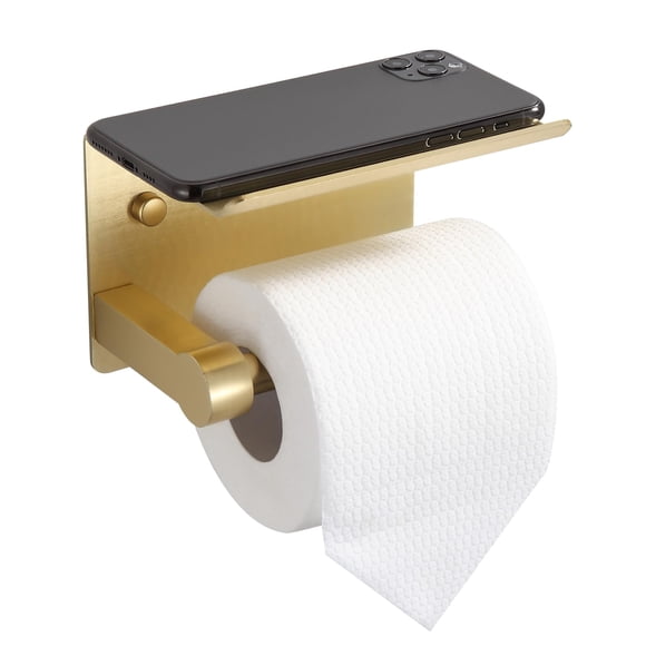 Portarrollos BGL con repisa para rollo jumbo, dorado cepillado