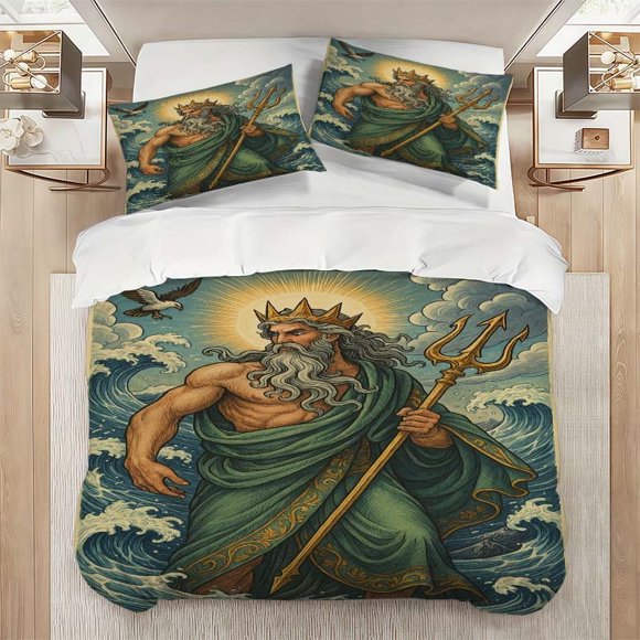 Poseidon Trident Pattern Bedding Set. Soft And Comfortable Bedding Set Suitable for All Seasons