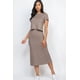 thumbnail image 1 of Capella Conjunto de Top Casual de Cuello Redondo y Falda Midi de Manga Corta Acanalada Lisa - Rosa Apparel, 1 of 11