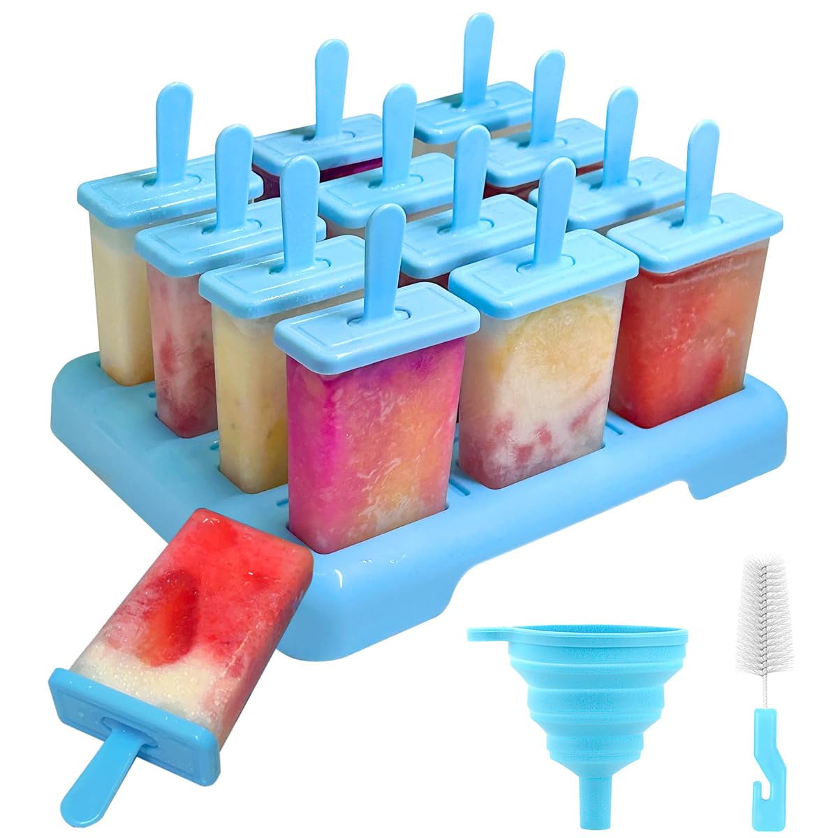 Moldes Para Paletas Alinana De 12 Cavidades, Libres De Bpa, Con Cepillo
