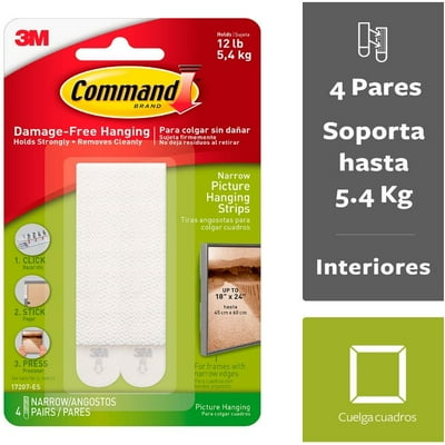 Sujeta Cuadros Delgado Blanco 4 Un Command