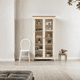 thumbnail image 1 of Vitrinero Alto de Madera 2 Puertas Vitrina de Pino con Vidrio - Beige - 80x35x180 cm, 1 of 3