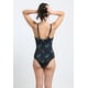 thumbnail image 4 of Traje de baño de una pieza estampado negro Talla L, 4 of 5