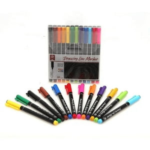 Lapices Tiralineas Set 12 Colores Lettering Marcador Mobee