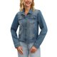 thumbnail image 1 of Chaqueta de Jean para Mujer INSPIRE CHIC Cuello Abierto Manga Larga Lavada con Botones Casual S Gris Azul, 1 of 6