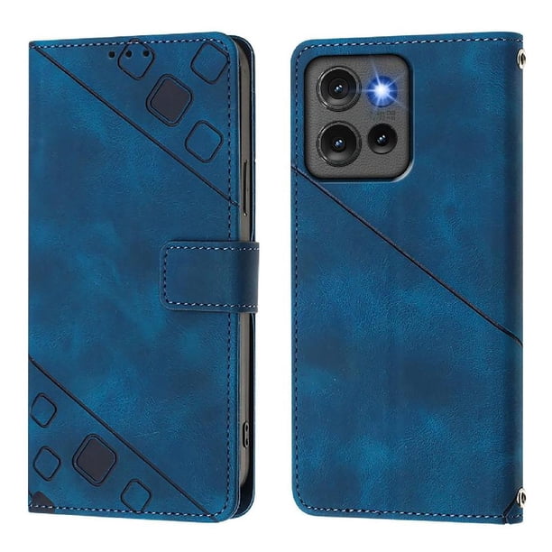 Funda Cartera para Motorola Edge 50 con Soporte y Ranuras, Resistente a Golpes y Rayones Azul