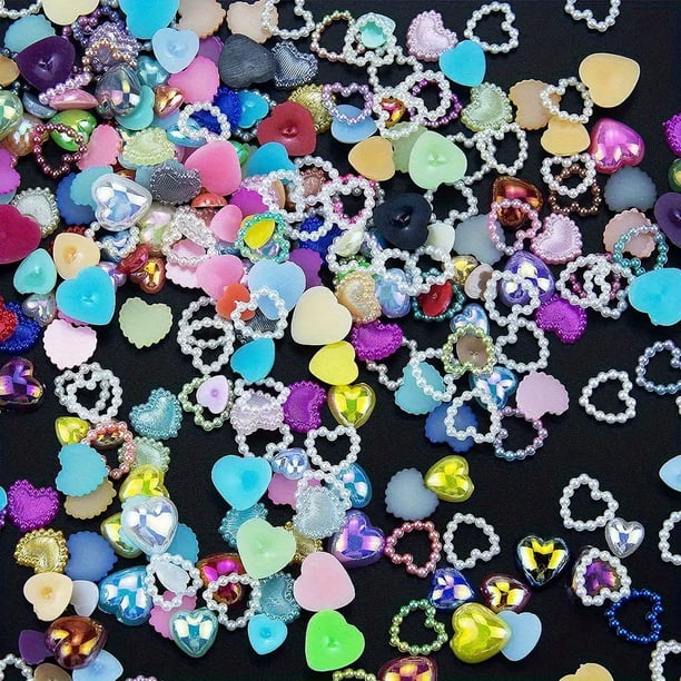 100 pcs Sparkling Acrylic Nail Charms - Butterfly, Bear, Flower, Heart, Crown, Starry AB Rhinestones - Perfect for Nail Art and DIY Manicures