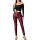 thumbnail image 2 of CURVY GLAM Pantalones de Cuero Sintético para Mujer de Cintura Alta Ajustados y Elásticos Estilo Motociclista Talla XL Burdeos, 2 of 6