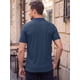 thumbnail image 3 of INSPIRE CHIC Camisa Polo de Manga Corta con Cuello en V a Rayas Verticales para Hombre L Azul Marino, 3 of 5