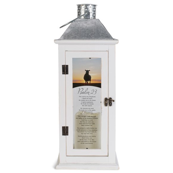 Farol Dicksons Shepherd Scripture Classic, blanco, 43 cm, madera
