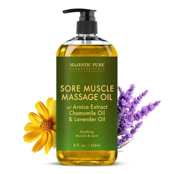 Aceite de masaje Majestic Pure Arnica Sore Muscle con lavanda, 240 ml