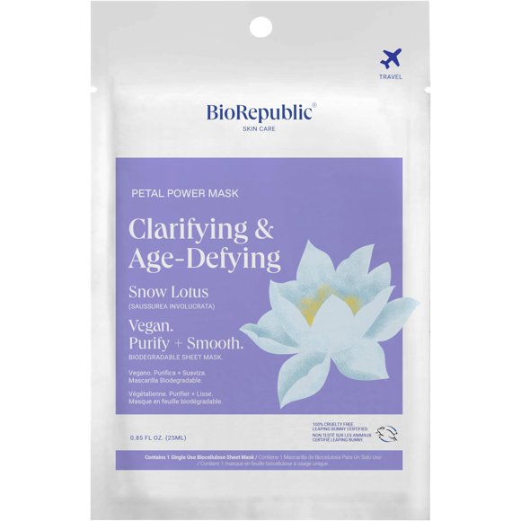 Mascarilla facial BioRepublic Snow Lotus 3 unidades vegana