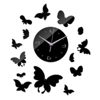 Magideal - Reloj De Pared De Mariposa Creativo, Pegatina De Pared De Espejo Acrílico Diy, Relojes Silenciosos, Decoración De Relojes Para El Hogar Y La Sala De E , Negro Negro2