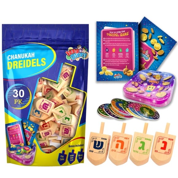 Set de 30 Dreidels de Madera Medianos Giratorios Izzy 'n' Dizzy