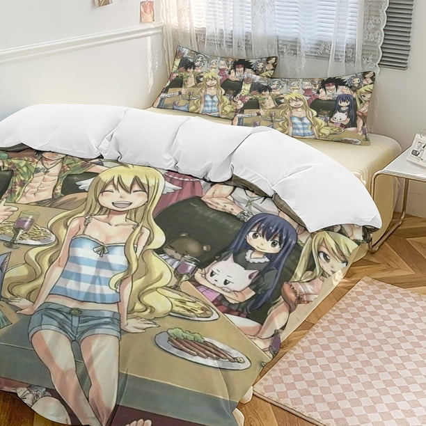 Fairy Tail Anime Home Bed 3-piece Set Classic Japanese Anime Polyester Wash Student Dormitory Set