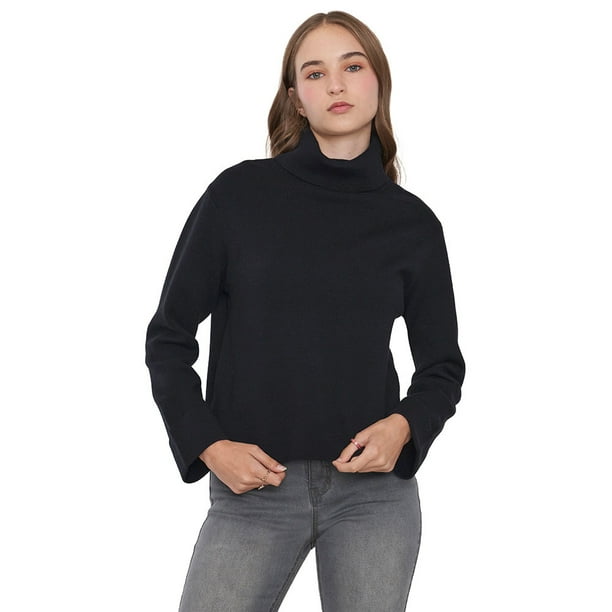 Sweater Mujer Cuello Tortuga Color Negro Corona