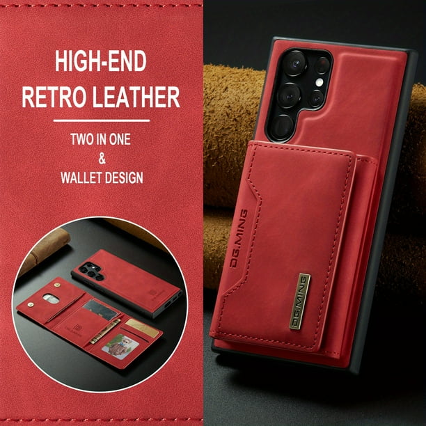 Wallet Case For Samsung Galaxy S23 Ultra / S23 / S23 Plus With Card Holder,Detachable Magnetic Faux Leather Kickstand Case With 8 Card Slots,Shockproof Cover