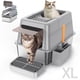 thumbnail image 1 of Caja de arena de acero inoxidable Aphyxen XL para grandes felinos con tapa, 1 of 8